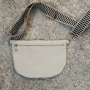 Stylish Cream Woven Crossbody Bag